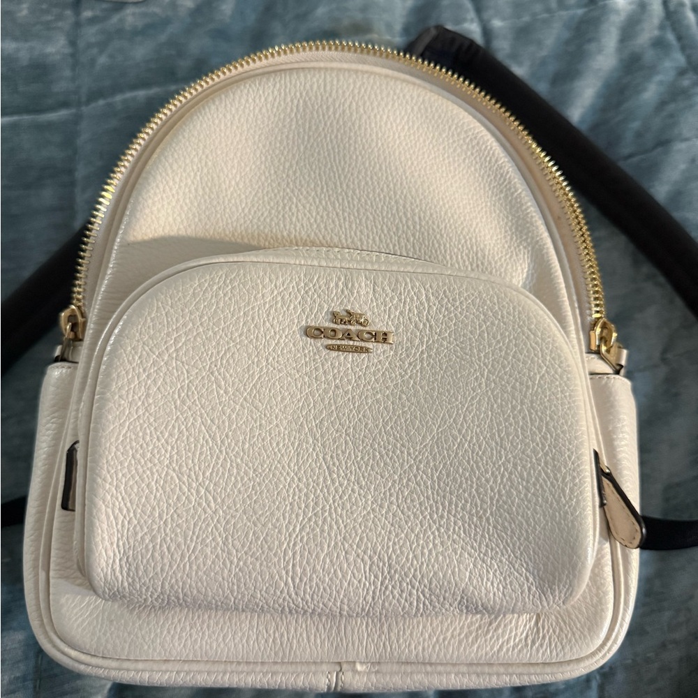 Coach Ivory Leather Backpack with Gold Accents